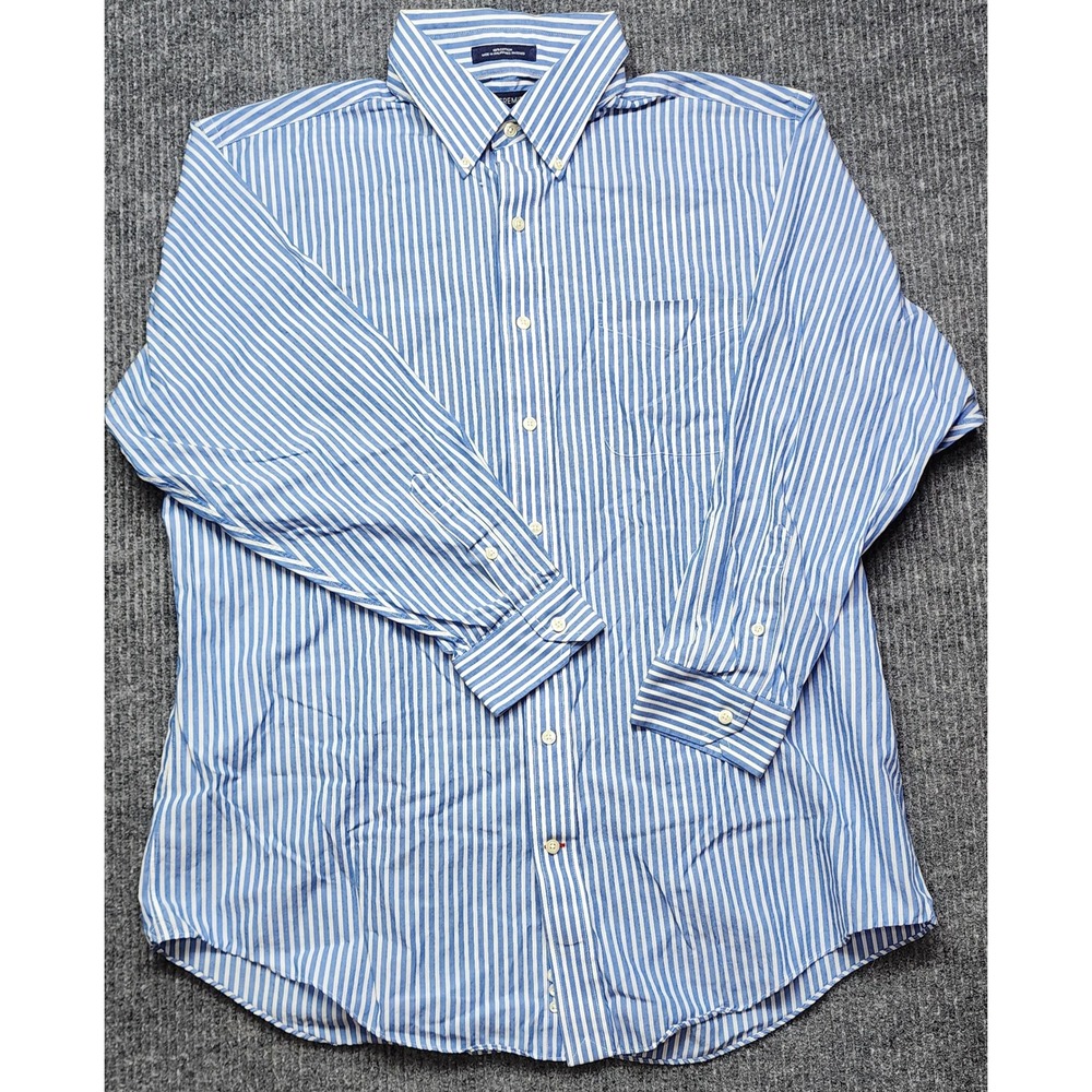Daniel Cremieux The Definitive Shirt Mens 17 34 Blue White Striped Staney Shirt